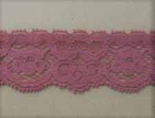 CRAFT-SEWING-LACE "New Stock" 3mtrs x 28mm Light Raspberry Fancy Design Stretch