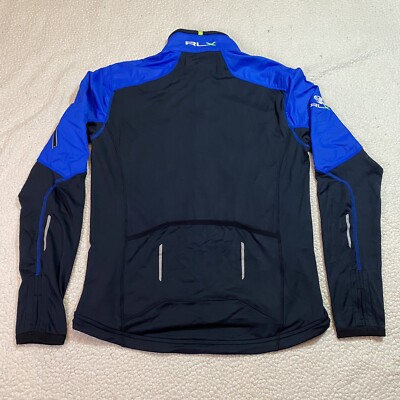 RLX Ralph Lauren Jacket Mens M Slim Fit Full Zip Blue Black Rare