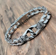 Mens Solid Stainless Steel Gothic Motorcycle Biker Chain Bracelet Wristband Gift