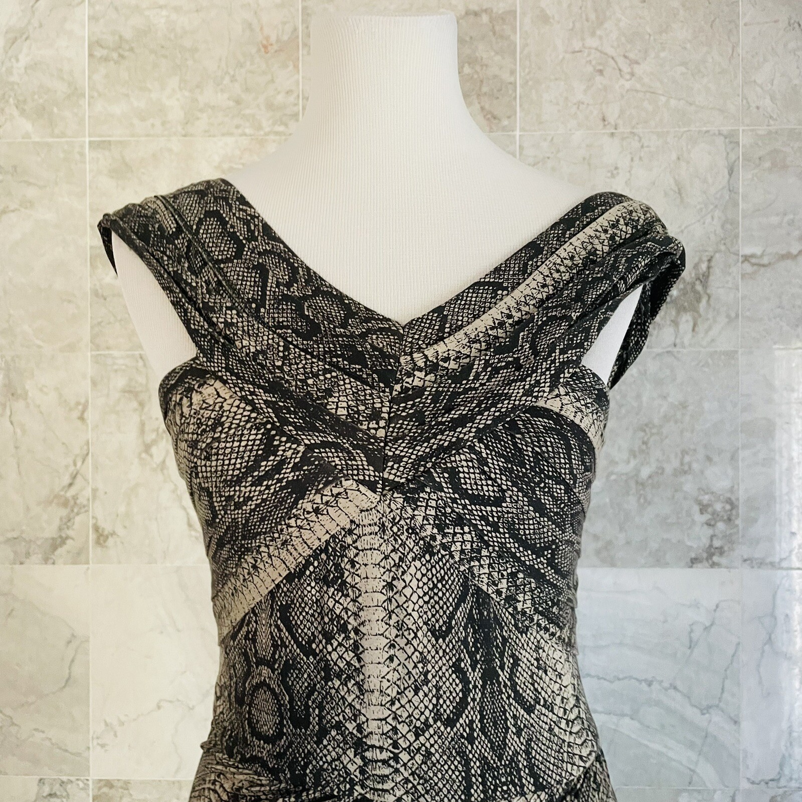 The Kooples Gray Brown Tan Python Mini Dress 34 XS - image 3