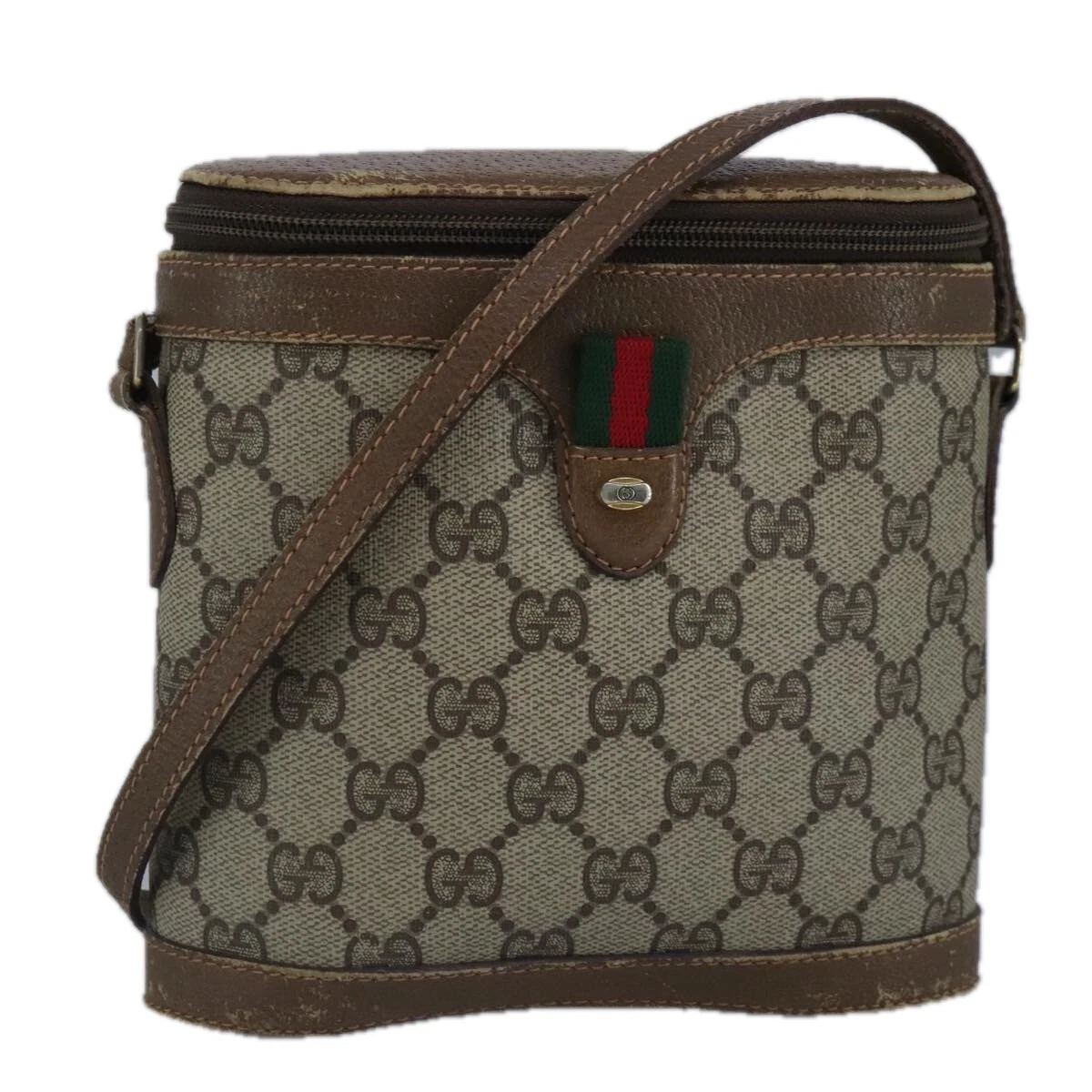 Sac à bandoulière GUCCI GG Supreme Web Sherry Line PVC beige rouge authentique 98956