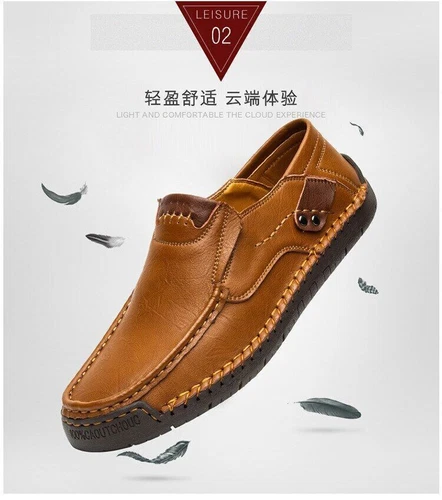 New Womens Men's Leather Handmade Shoes Loafers Breathable Slip On Driving Boots - Bild 18 von 27