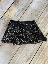 Little Girls' Black Chiffon Sparkle Star Print Tie Wrap Skirt - Size 2-4 - Used