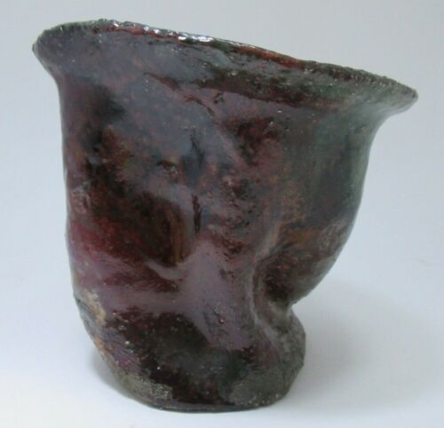 Old Vintage Canadian Studio Art Pottery Raku Style Vase Theresa Marcoux 1977 - Picture 3 of 5
