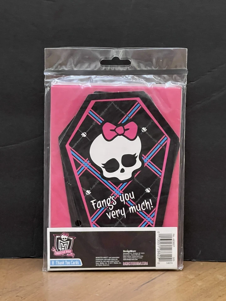 8 postales de agradecimiento Monster High con sobres suministros para fiestas de cumpleaños para niñas Foto 2 de 4