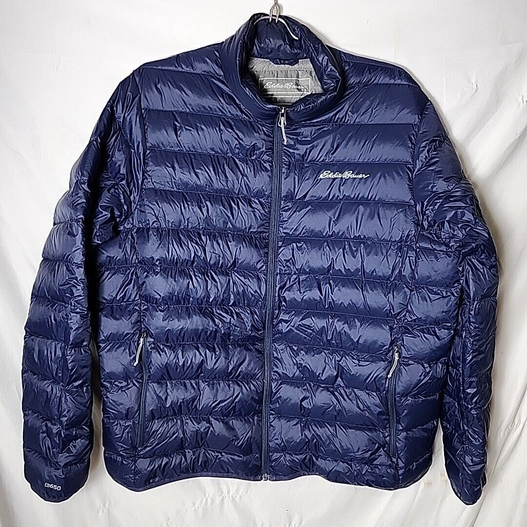 Eddie Bauer Men XL EB650 Blue 80% Down Full Zip Quilted Eddie Bauer Men XL EB650 Blue 80% Down Full Zip Quilted