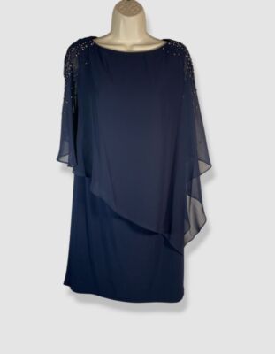Xscape Women's Butteryfly Overlay Dress - Navy - Size 8