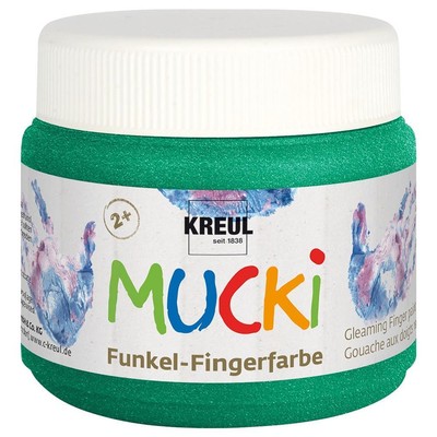 Mucki Kreul 23123 - Funkel Fingerfarbe Smaragd, 150 ml, ab 30°C auswaschbar NEU