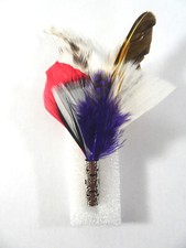 Handmade FEATHER BOUTONNIERE Silver Pinback Men Women Wedding Coat Lapel Suit 4