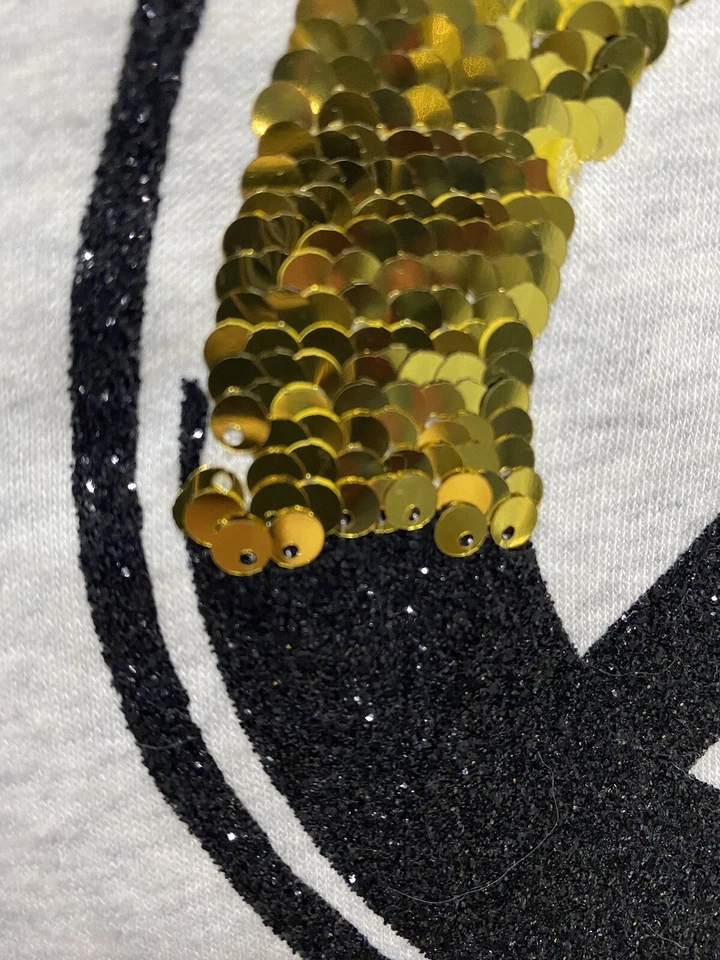 Jersey JUSTICIA Jóvenes Niñas Top Suéter Lentejuelas Logo Paz Gris Talla 8 Foto 3 de 4