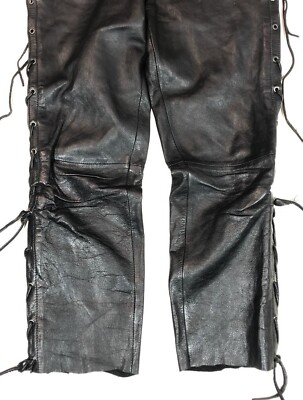 vintage/LINUS 本革 レザーパンツ ブラック メンズ ボトムス Linus Leather Moto Biker Pants Vintage | eBay