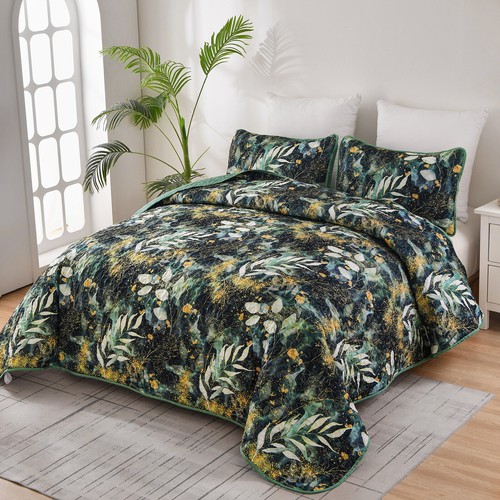 Soft Floral Bedspread Coverlet Set Patchwork Quilted Queen King Size Bedding AU - Picture 5 of 84