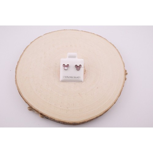Women's Mickey Mouse Mini Stud Light Red Earrings Sterling Silver Push Back *** - Imagen 10 de 10