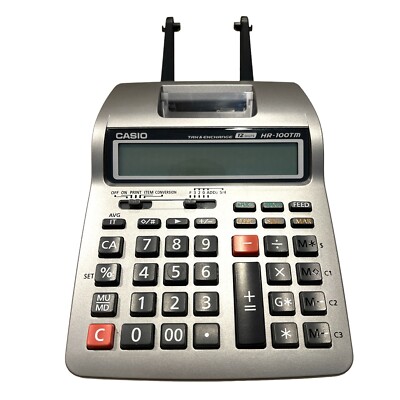 Casio HR-100TM Printing Calculator Adding Machine Tax And Exchange