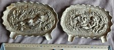 Lot de 2 cendriers aluminium " Femme nue antique " Léda & cygne - Vénus & Faune
