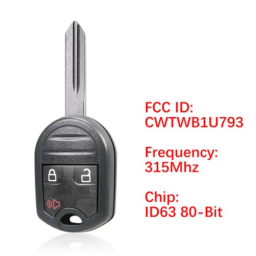 2x Replacement For 2009 2010 2011 2012 Ford F-150 F150 Remote Key Fob 3 Button - Picture 3 of 9