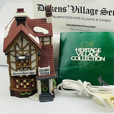 Dept 56 Bumpstead Nye Cloaks & Canes 1993 Retired Dickens Village With Light NIB