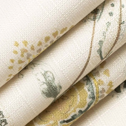 Fade Resistant Cream Green Yellow Teal Flora Drapery Upholstery Fabric - Picture 3 of 7