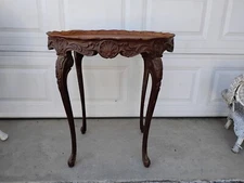 Italian Rococo Style  Marquetry Baroque Floral Inlay Cabriole Legs Antique