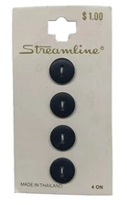 Vintage NOS Streamline (4) Black Buttons Made In Thailand