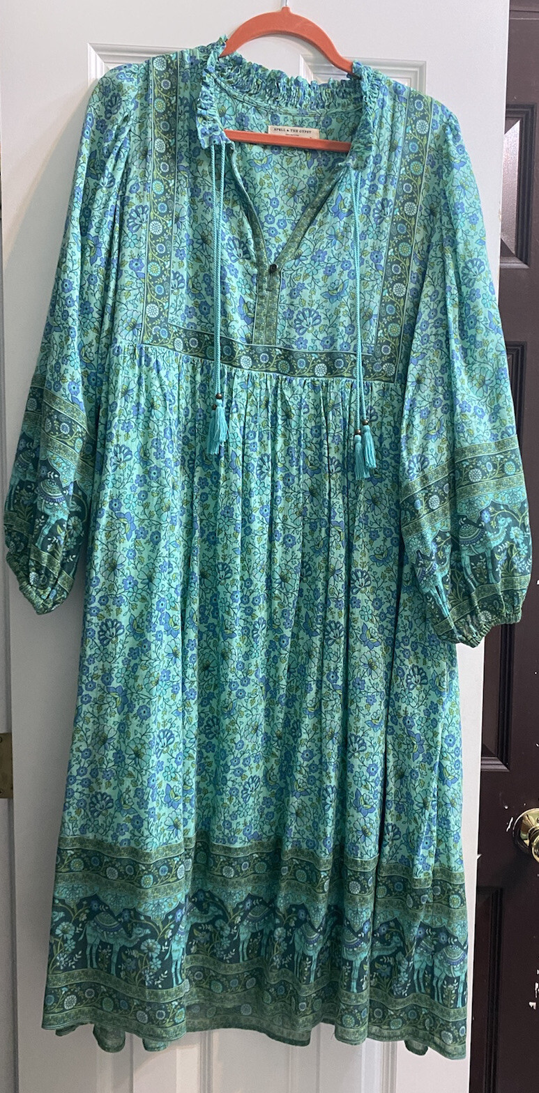 spell sundown boho dress turquoise