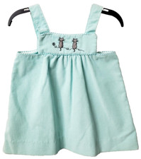 Easter Buster Brown Cat Dress 24 2T Jumper Corduroy Blue Kitty Embroidered USA