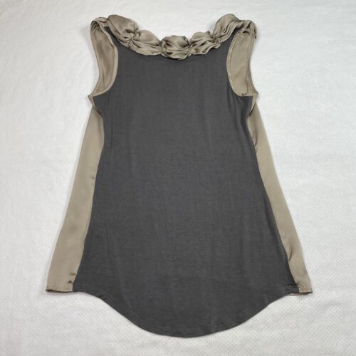 Lapis Womens Top sz M Tan Ruched Scoop Neck Sleeveless Lightweight Stretch - Picture 4 of 12