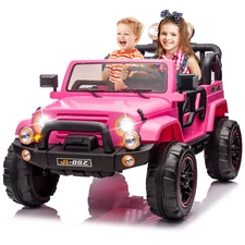 JOYLDIAS Pink 12V Electric Battery Kids Ride On Car Toy 3 Speed LED MP3 w/Remote