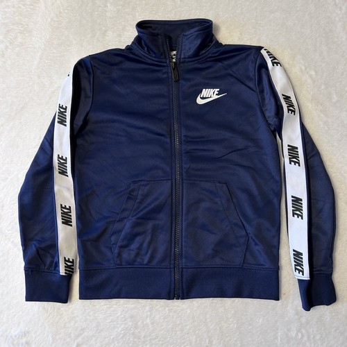 Nike Kids Boys Sweater Size Large 7 Blue Full Zip Long Sleeve Fleece Athletic - Picture 2 of 7