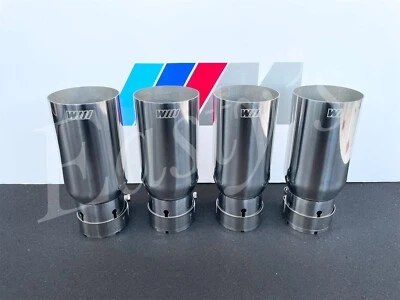 BMW M3 E9X E90 E92 E93 EXTENDED M LOGO 80MM POLISHED SILVER EXHAUST TIPS 210mm - Image 1 of 4