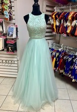Tony Bowls Sz 2 Aqua Green 2 Pc Prom Homecoming Pageant Ballgown Dress w/Pockets