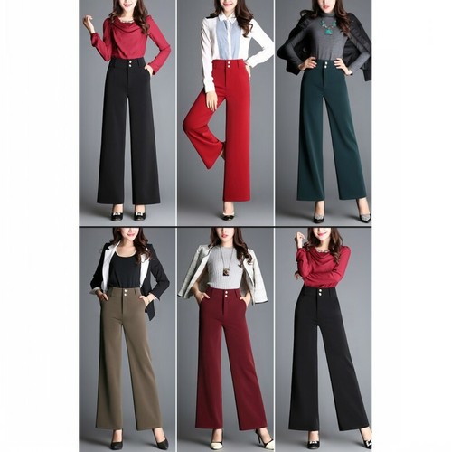 Spring Women's Office Lady Wide-leg Suit Trousers Long/Ninth Business Pants Size - Picture 7 of 22