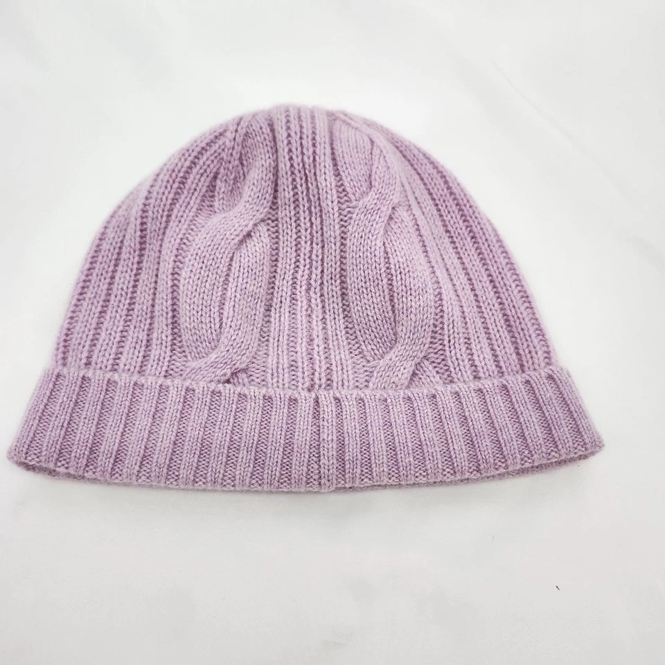 Conjunto de luvas femininas J.Crew 100% cashmere gorro tamanho único lilás malha cabo preppy - Imagem 2 de 4