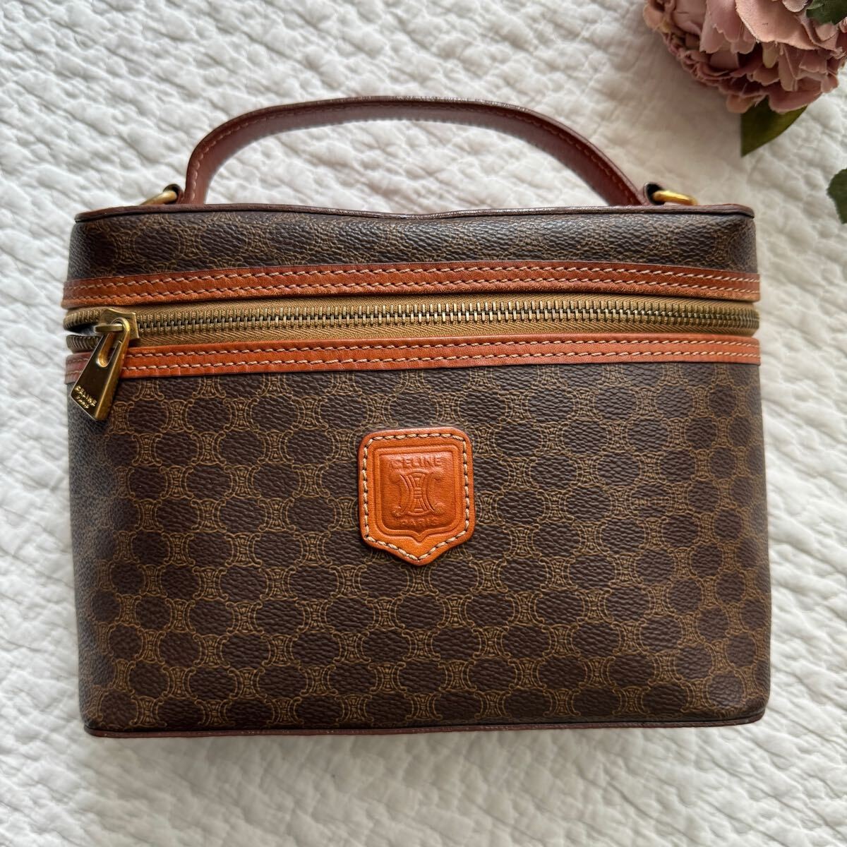 Celine Macadam Pattern Mini Vanity Bag Vintage Au… - image 2