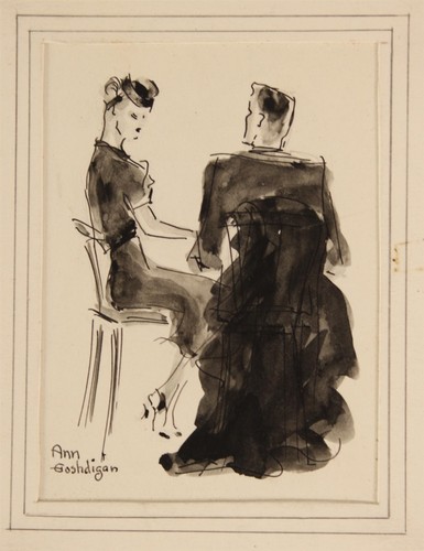 Sm ANN GOSHDIGIAN c1940s Womens Fashion Illustration Sketch Watercolor Paintings - Picture 3 of 9