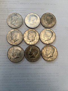 1958 1964_70 Kennedy Half Dollar 50C 90/40% Silver Lot 9 Coins Nice Conditions