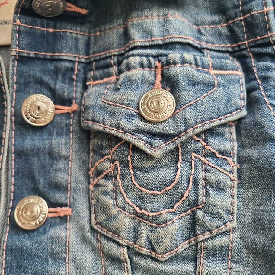 True Religion Youth Denim Jacket  Girls size 4 Pockets Snap Buttons thumbnail 3