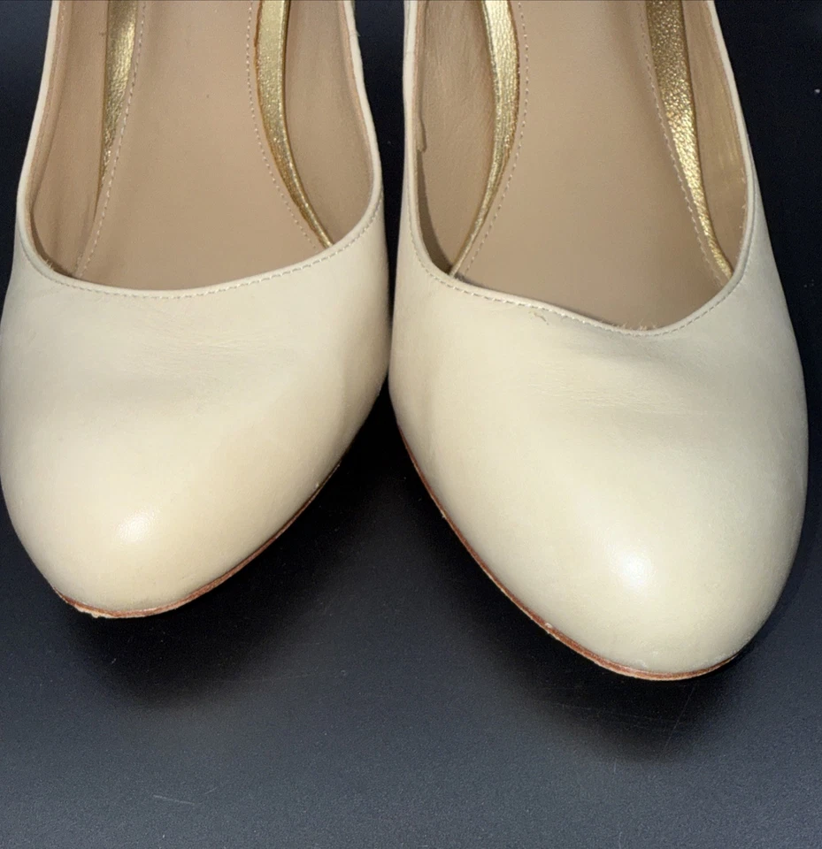 Zapatos de mujer LAUREN RALPH LAUREN Viona beige cuero bloque dorado tejido 9B Foto 4 de 4