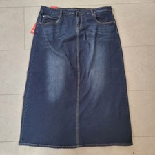 Galmint Long Modest Denim Skirt Dark Wash Blue Jean Maxi Size 20 Slit New