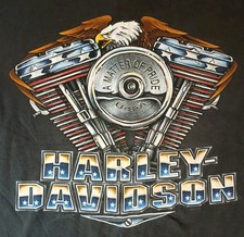 Size L 1995 Vintage Harley Davidson T-Shirt Twin Eagle Motorcycle Eagle 90s USA