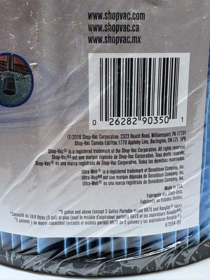 Filtro de cartucho Shop-Vac Ultra-Web tipo X #90350 – Compatível com a maioria Shop-Vac úmido/seco - Imagem 2 de 4
