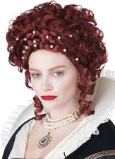 Elizabethan Lady Wig Medieval Fancy Dress Up Halloween Adult Costume Accessory