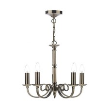 Dar Lighting Murry 5 Light Pendant Antique Brass