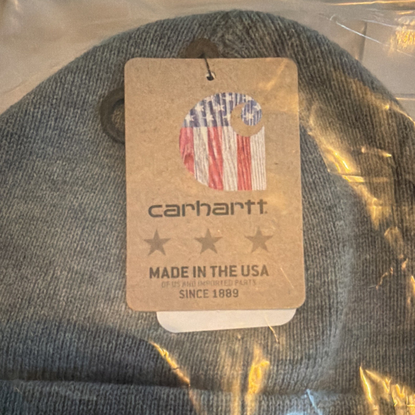 Carhartt Men's Light Grey Knit Solid Beanie Outdoor Made in USA One Size