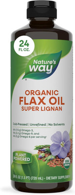 Nature'S Way Organic Flax Oil Super Lignan, Cold-Pressed Flaxseed Oil with Omega