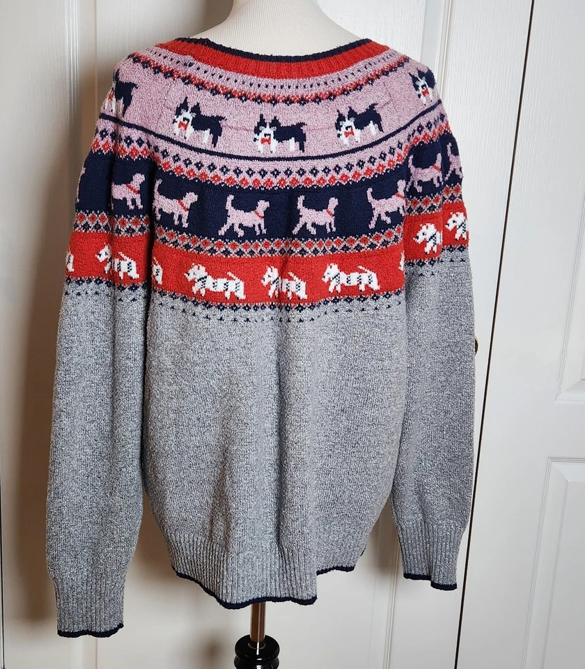 Suéter tejido Fair Isle gris plateado feo Navidad Holiday Time para mujer XXL DOGS Foto 4 de 4