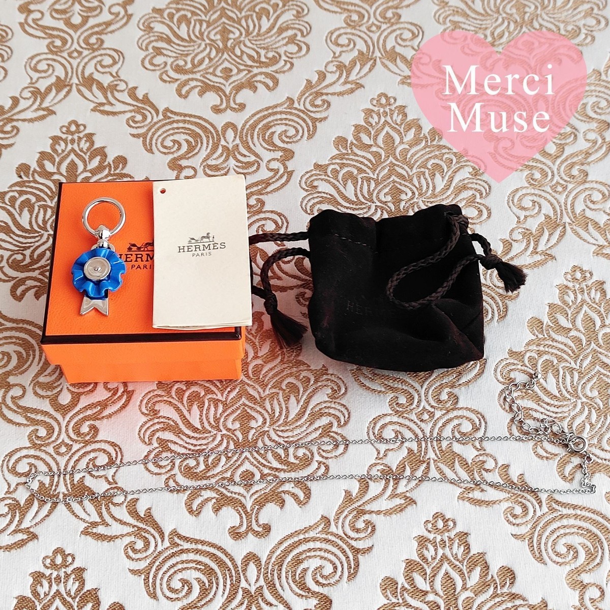 Hermes Twilly Ring Flott Blue Vif Palladium Scarf Ring Accessory