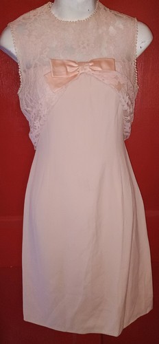 Vintage 60s Sheath Lace Dress Pale Pink Goddess - Picture 6 of 9