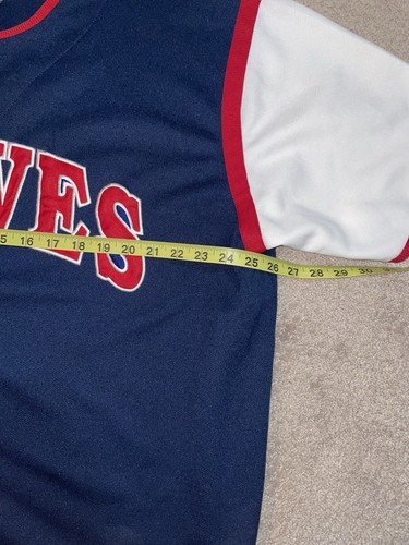 Atlanta Braves True Fan Adult Blue Button Up Baseball Jersey Size XL (C20) - Picture 6 of 9