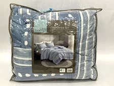 Urban Habitat Rowan Blue Striped Clipped Jacquard Comforter Set Full/Queen NEW